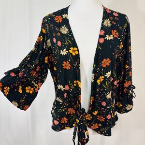 Princess Highway Women's Lexi Tie-Front Top Sz 12 3/4 Bell Sleeve Retro Festival